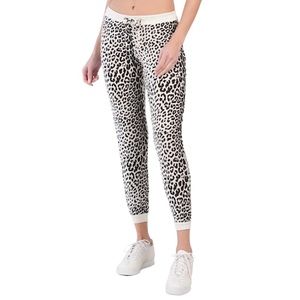 Chaser Leopard Print Cozy Knit Drawstring Joggers Sweatpants SZ M VGUC